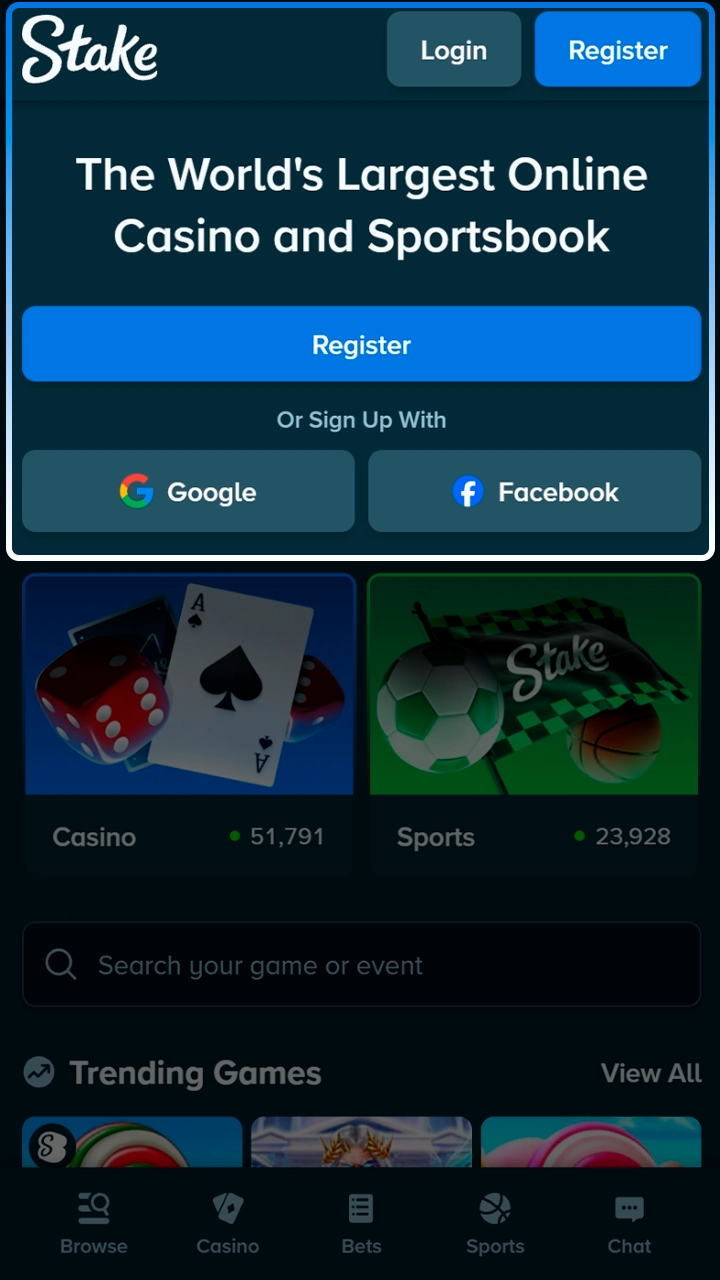 Accessing your personal Stake account for baseball wagering.