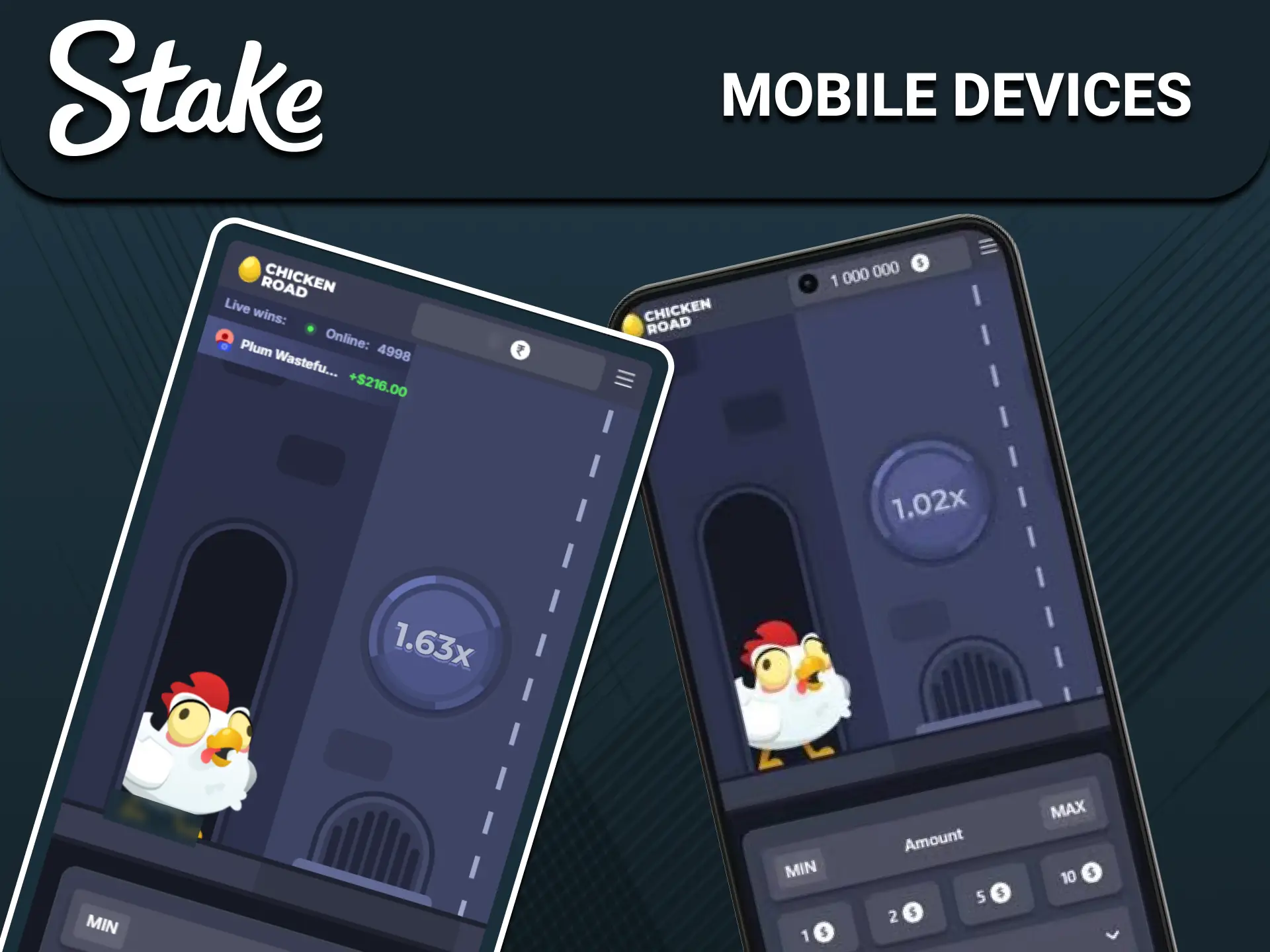 Play the mobile version of the Stake Chicken Road game on any smartphone.